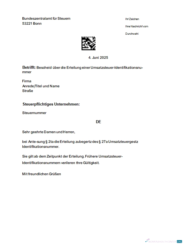 Download Germany Bundeszentralamt für Steuern VAT registration template scr Photoshop template